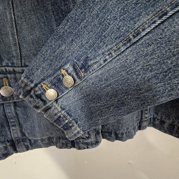 Reserved Jean Jacket Womens Medium Blue Denim Two Button Pockets Cotton - Picture 6 of 15